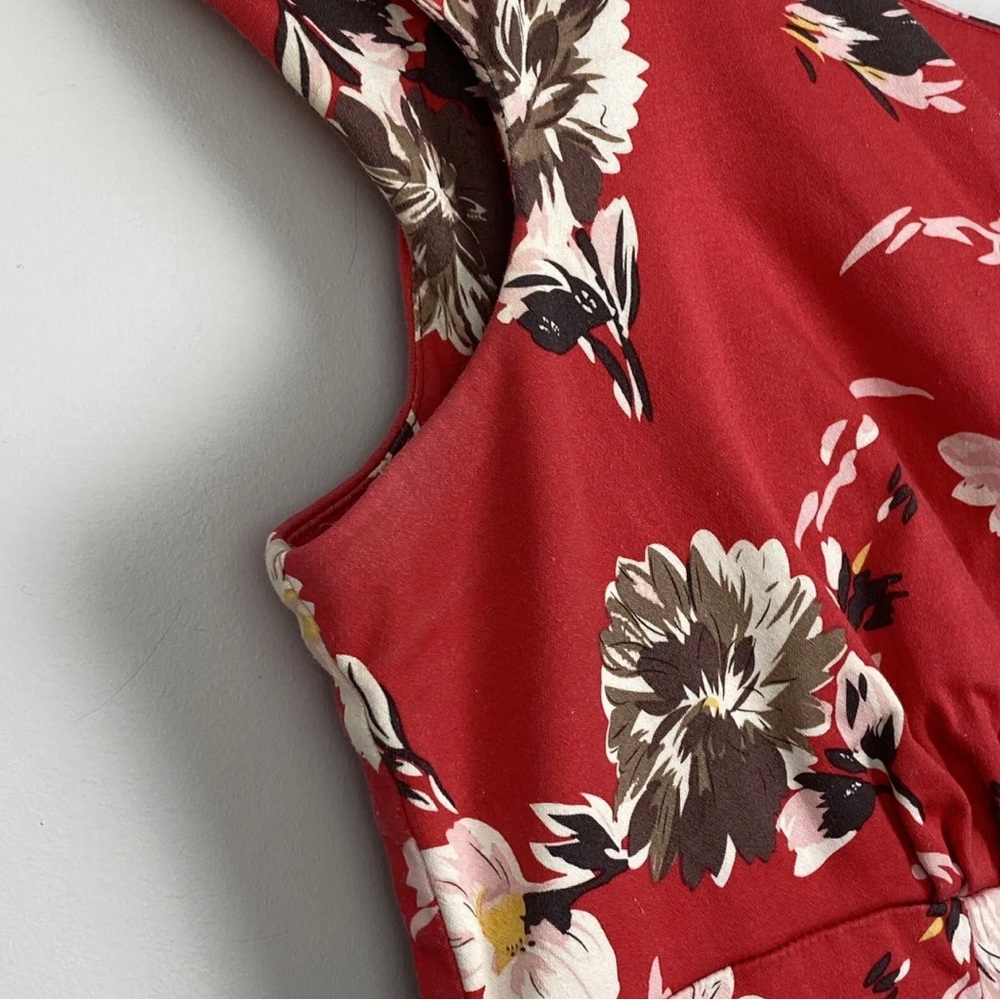Retrospec’d Vintage Floral Dress Red Fit & Flare Pleated Rockabilly 50s SzM 12 - Picture 3 of 9